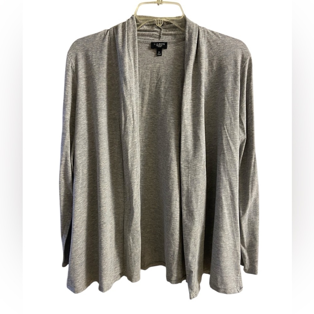 Talbots‎ Open Front Cardigan Heather Gray Pima Cotton 2X
